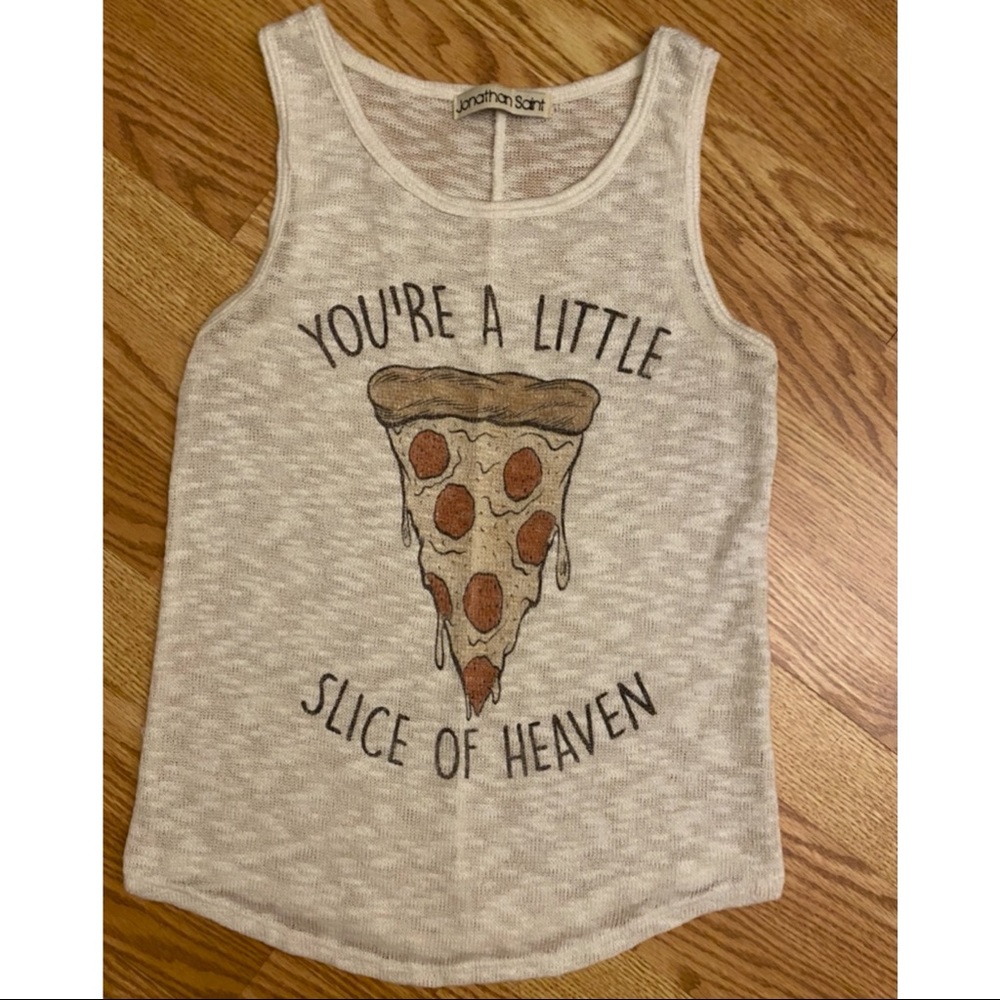 JONATHAN SAINT "Little Slice Of Heaven" GRAPHIC PIZZA TANK SIZE SMALL